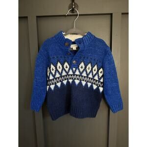 Gymboree Boys Fair Isle Sweater Pullover Size 18-24 Months With Mock Neck